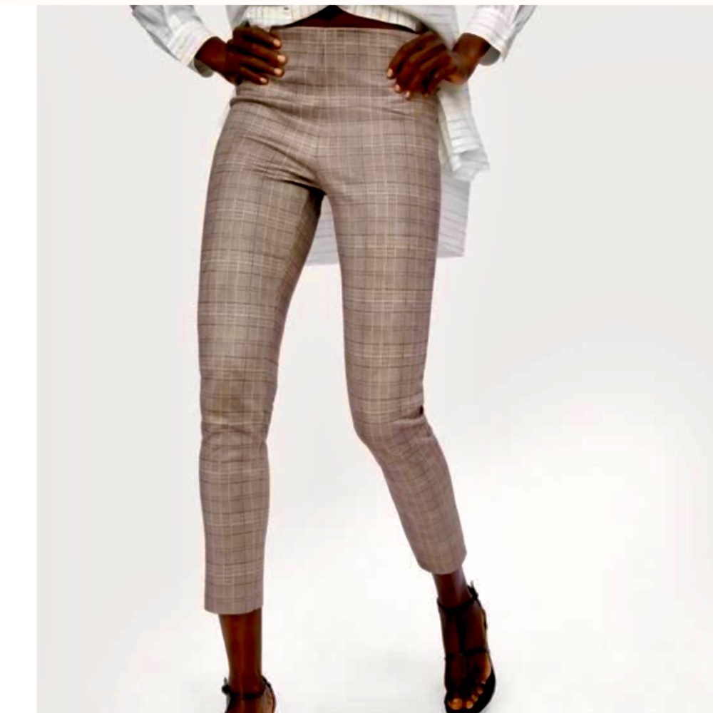 NEW! Zara. High rise Brown plaid leggings